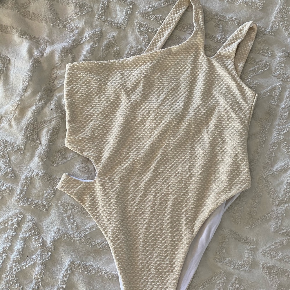 Pretty Little Things Beige High Leg Swimsuit